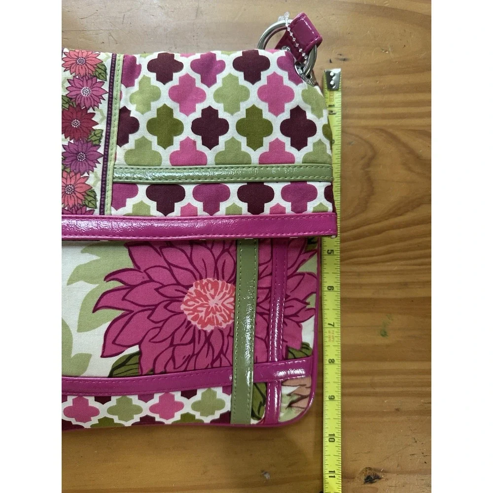 NEW Vera Bradley Flipster Small Pink Green Cross Body Bag Purse Hello Dahlia
